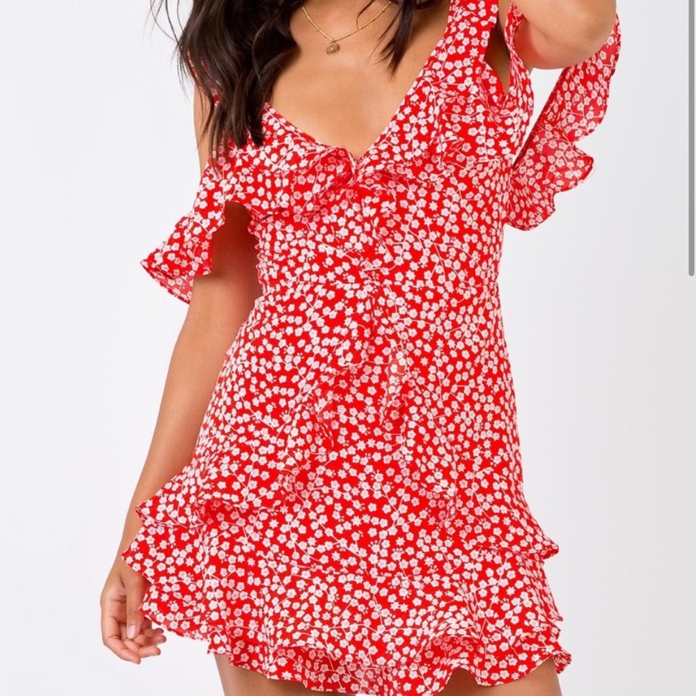 Princess red floral dress